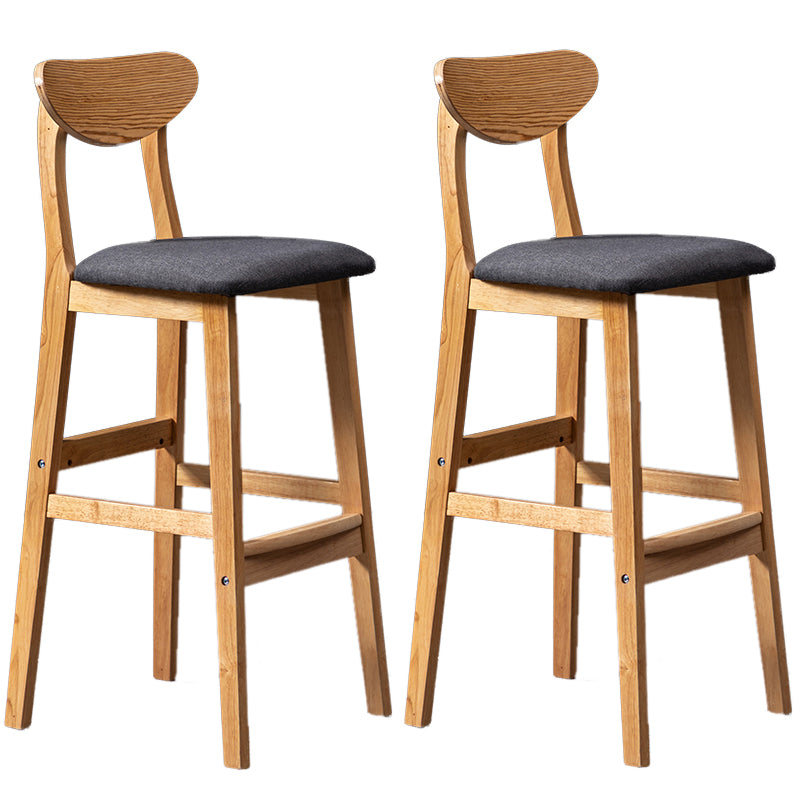Modern Rubberwood Indoor Bar Stools Natural Finish with Backrest