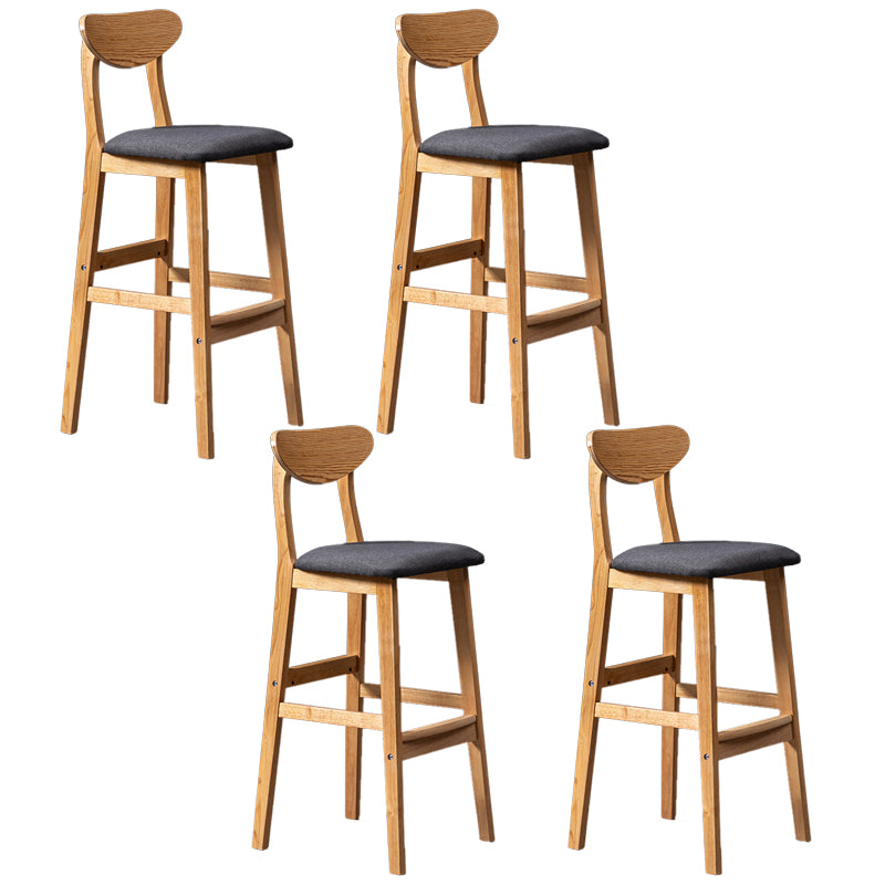 Modern Rubberwood Indoor Bar Stools Natural Finish with Backrest
