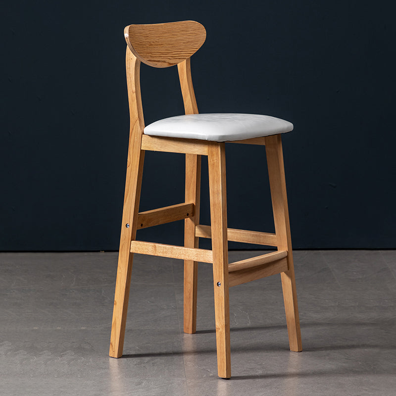 Modern Rubberwood Indoor Bar Stools Natural Finish with Backrest