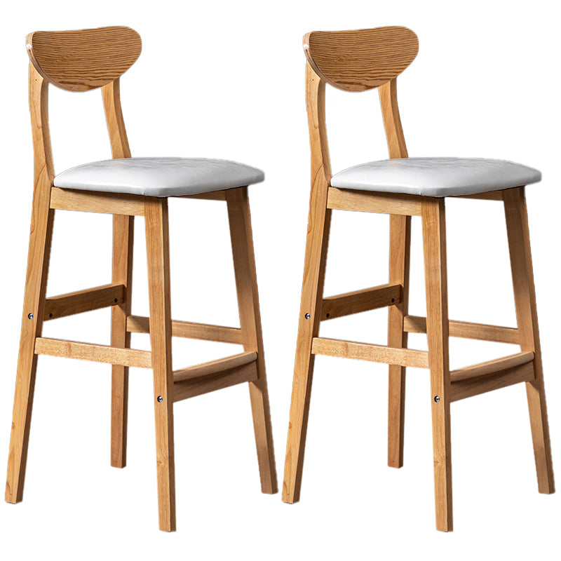 Modern Rubberwood Indoor Bar Stools Natural Finish with Backrest