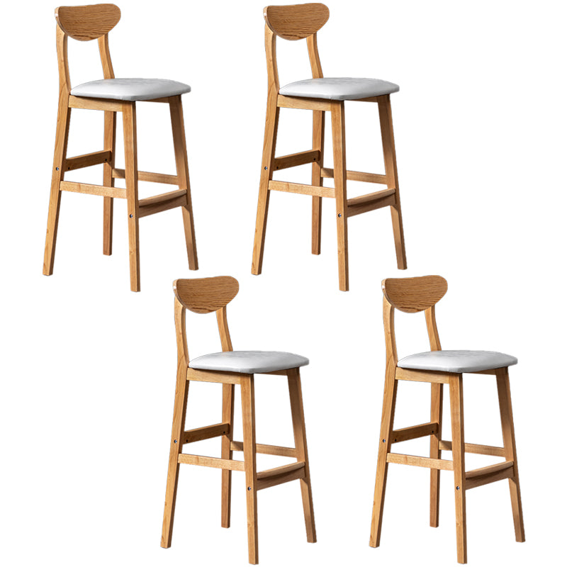 Modern Rubberwood Indoor Bar Stools Natural Finish with Backrest