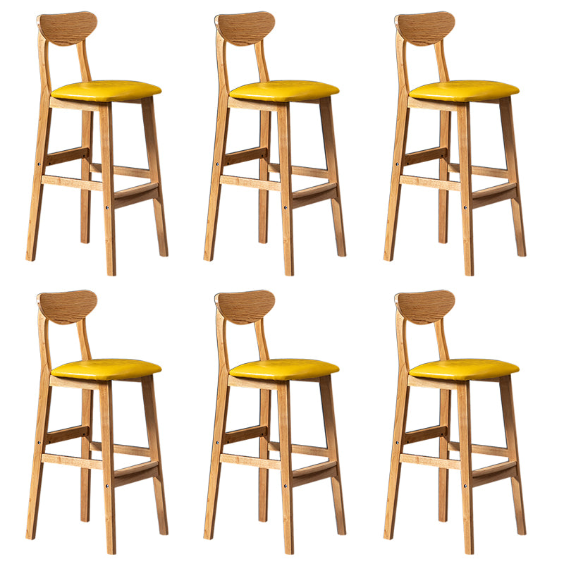 Modern Rubberwood Indoor Bar Stools Natural Finish with Backrest
