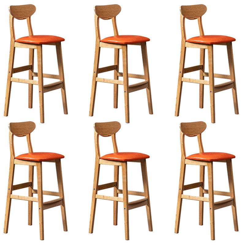 Modern Rubberwood Indoor Bar Stools Natural Finish with Backrest