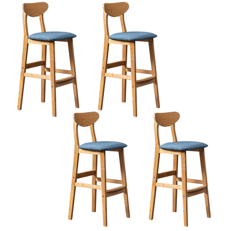 Modern Rubberwood Indoor Bar Stools Natural Finish with Backrest