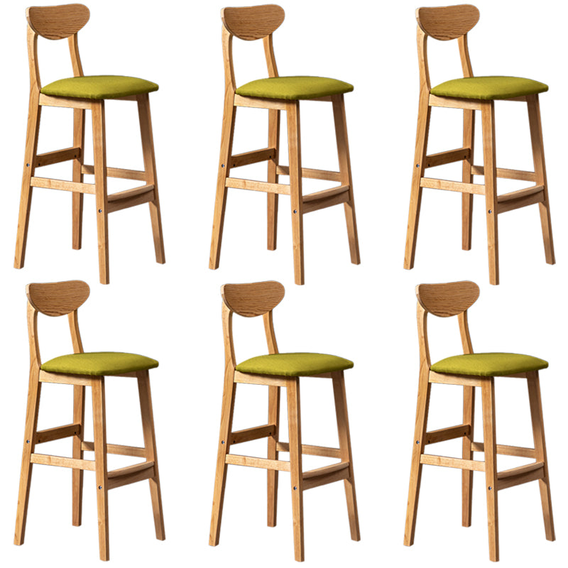 Modern Rubberwood Indoor Bar Stools Natural Finish with Backrest