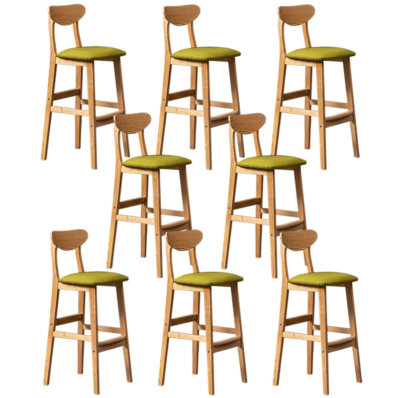 Modern Rubberwood Indoor Bar Stools Natural Finish with Backrest