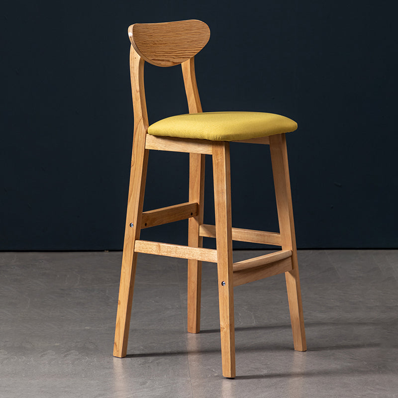 Modern Rubberwood Indoor Bar Stools Natural Finish with Backrest