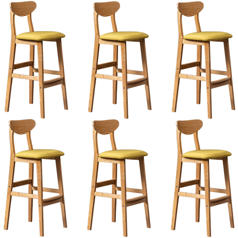 Modern Rubberwood Indoor Bar Stools Natural Finish with Backrest