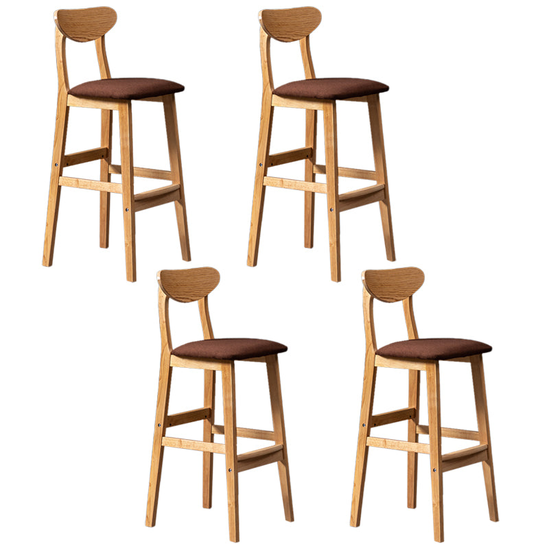 Modern Rubberwood Indoor Bar Stools Natural Finish with Backrest