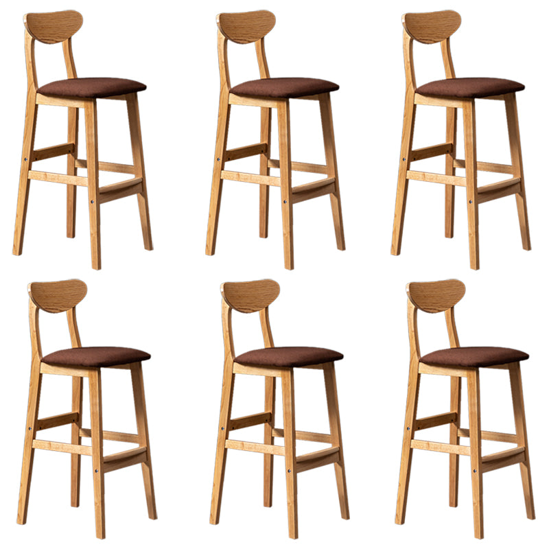 Modern Rubberwood Indoor Bar Stools Natural Finish with Backrest