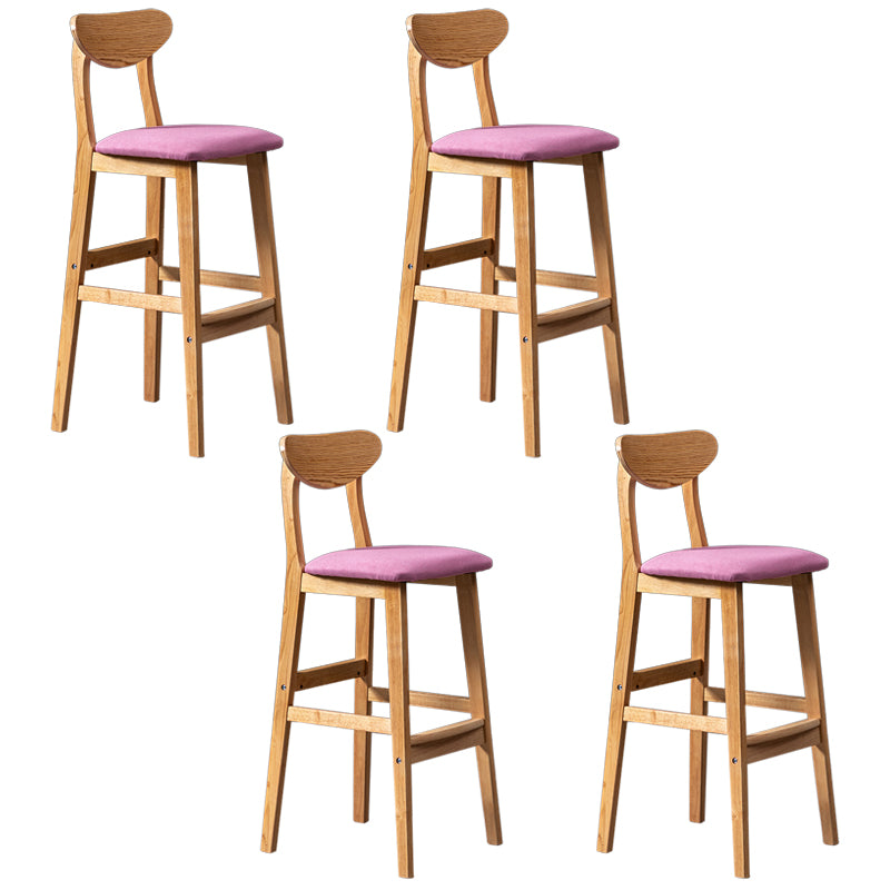 Modern Rubberwood Indoor Bar Stools Natural Finish with Backrest