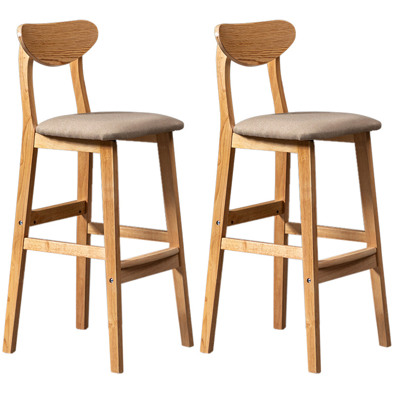 Modern Rubberwood Indoor Bar Stools Natural Finish with Backrest