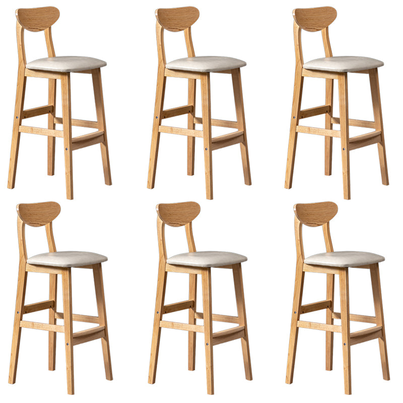 Modern Rubberwood Indoor Bar Stools Natural Finish with Backrest