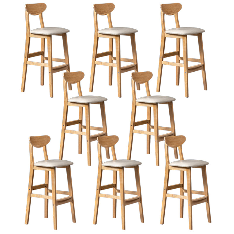 Modern Rubberwood Indoor Bar Stools Natural Finish with Backrest