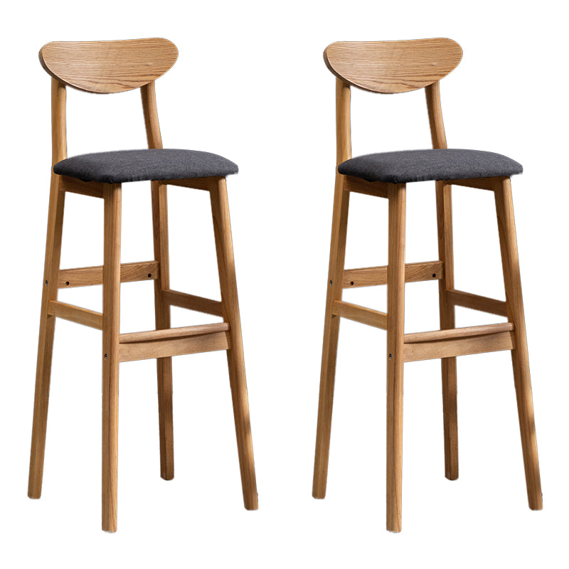 Modern Rubberwood Indoor Bar Stools Natural Finish with Backrest