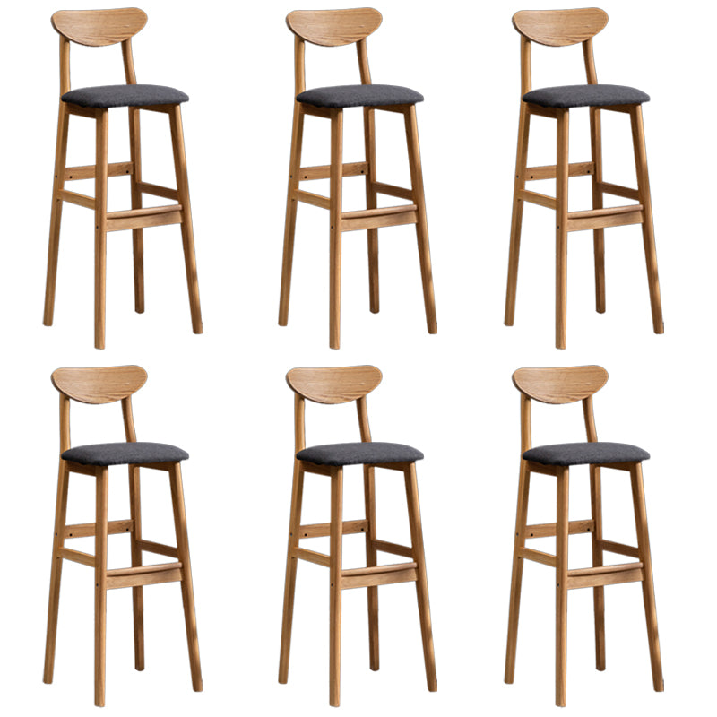 Modern Rubberwood Indoor Bar Stools Natural Finish with Backrest