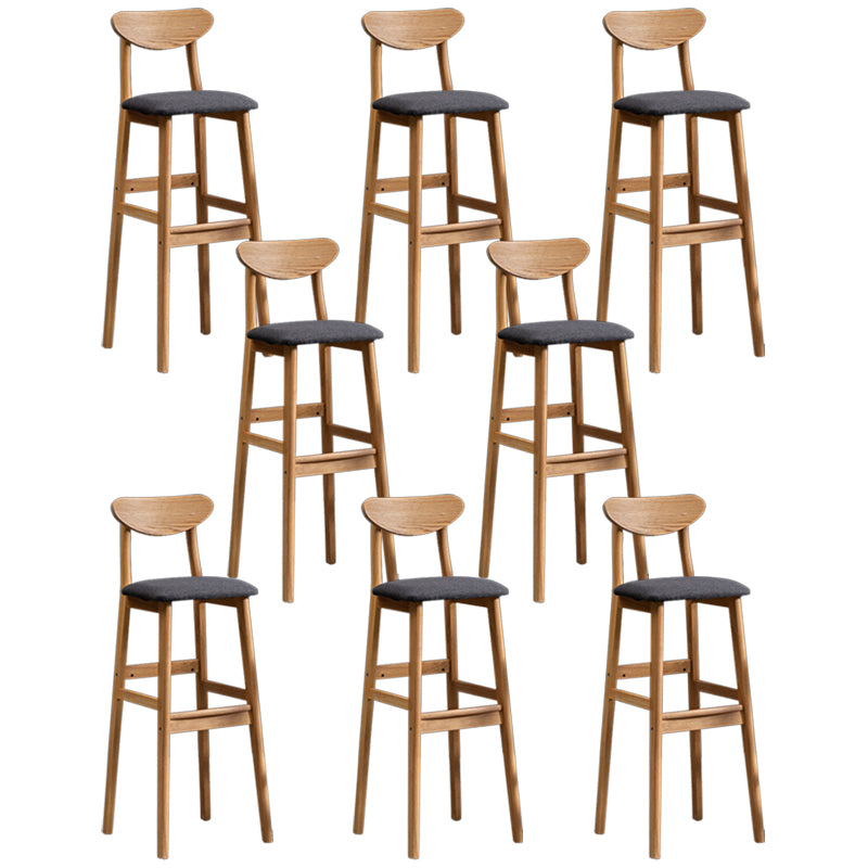 Modern Rubberwood Indoor Bar Stools Natural Finish with Backrest