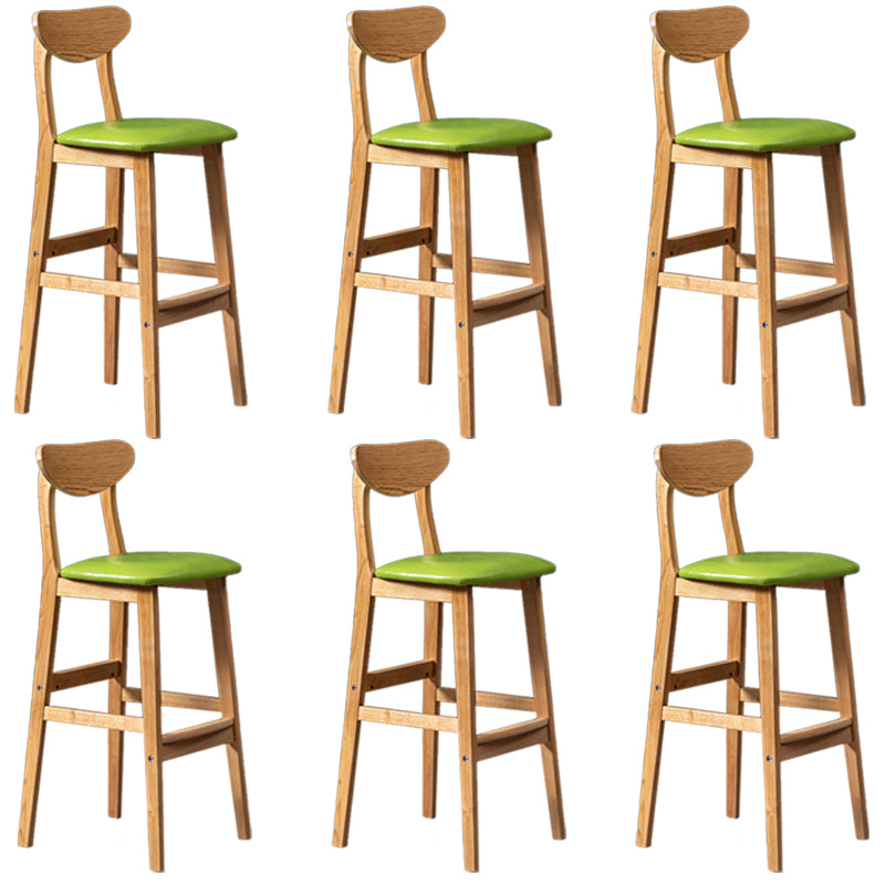 Modern Rubberwood Indoor Bar Stools Natural Finish with Backrest