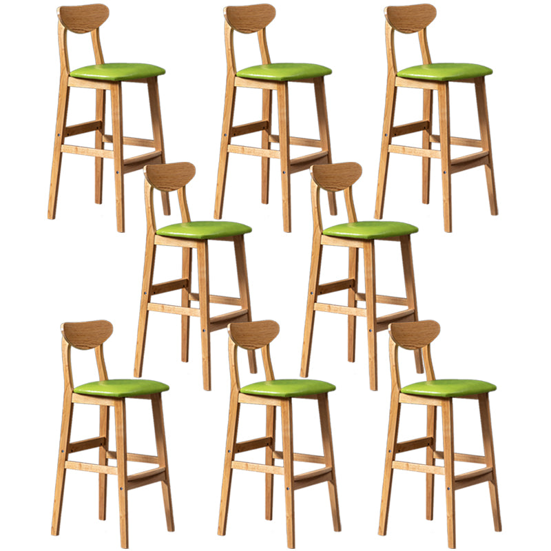 Modern Rubberwood Indoor Bar Stools Natural Finish with Backrest