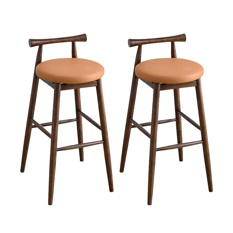 Contemporary Ash Wood Backrest Counter High Stool with 4 Legs