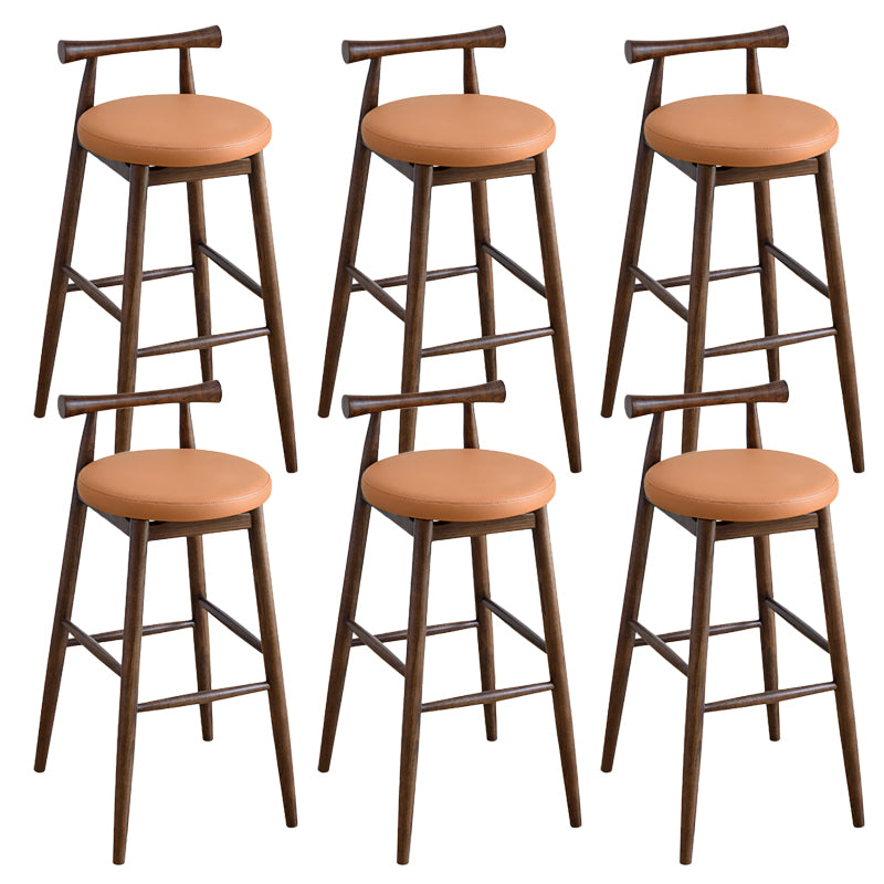Contemporary Ash Wood Backrest Counter High Stool with 4 Legs