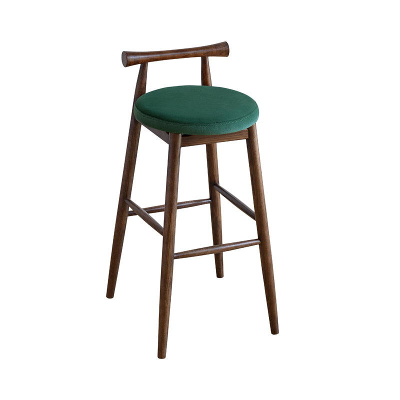 Contemporary Ash Wood Backrest Counter High Stool with 4 Legs
