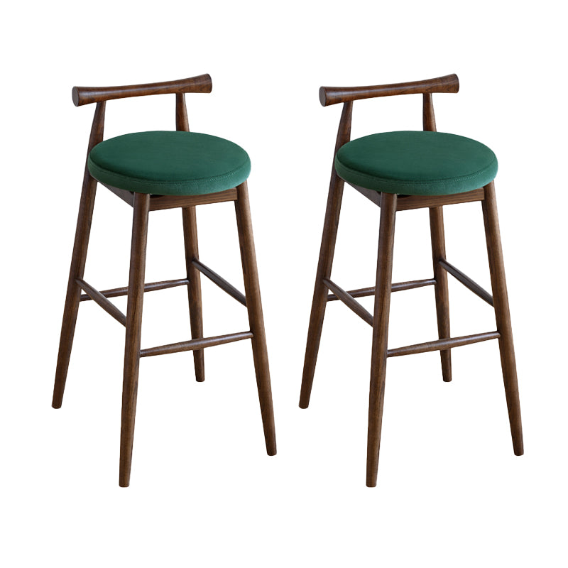 Contemporary Ash Wood Backrest Counter High Stool with 4 Legs