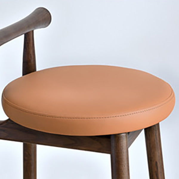 Contemporary Ash Wood Backrest Counter High Stool with 4 Legs