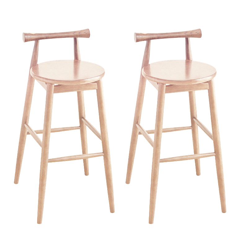 Contemporary Ash Wood Backrest Counter High Stool with 4 Legs