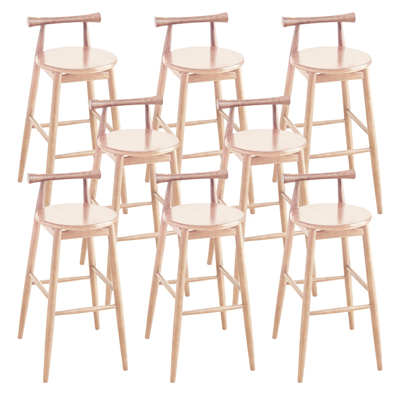 Contemporary Ash Wood Backrest Counter High Stool with 4 Legs