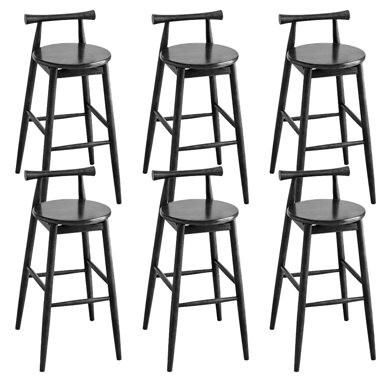 Contemporary Ash Wood Backrest Counter High Stool with 4 Legs