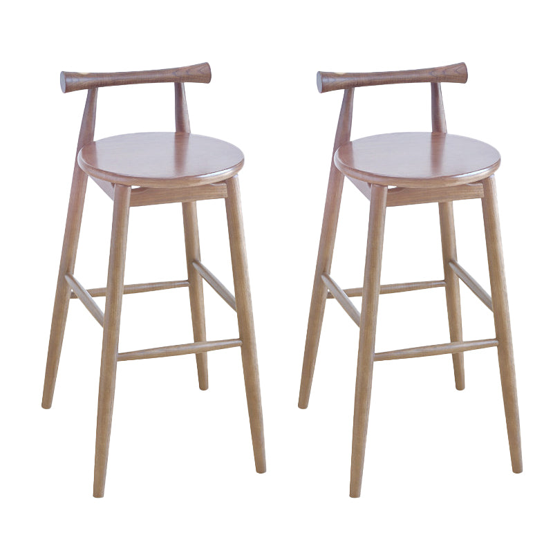 Contemporary Ash Wood Backrest Counter High Stool with 4 Legs
