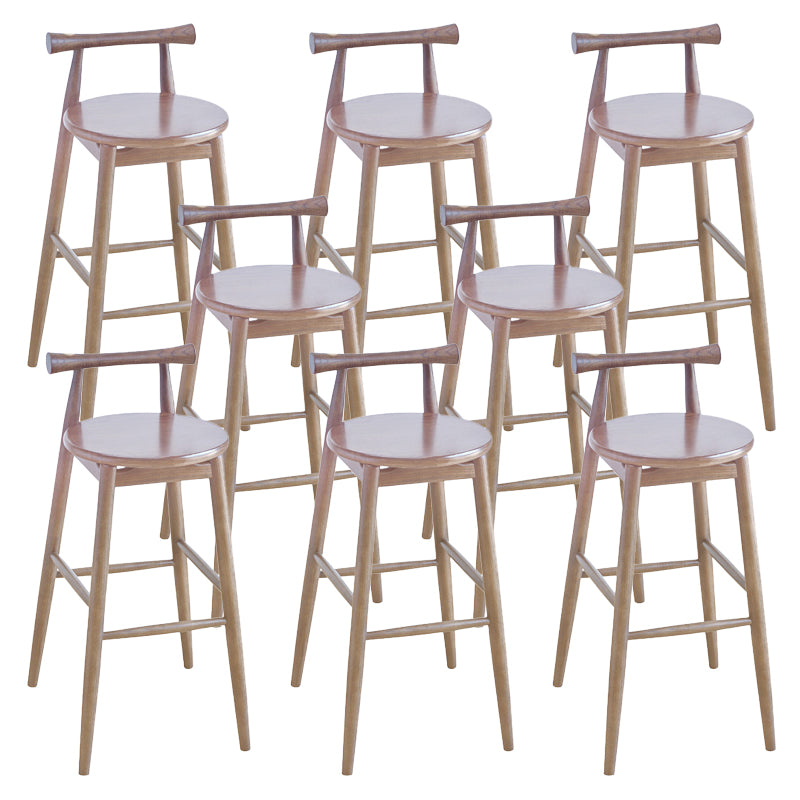 Contemporary Ash Wood Backrest Counter High Stool with 4 Legs
