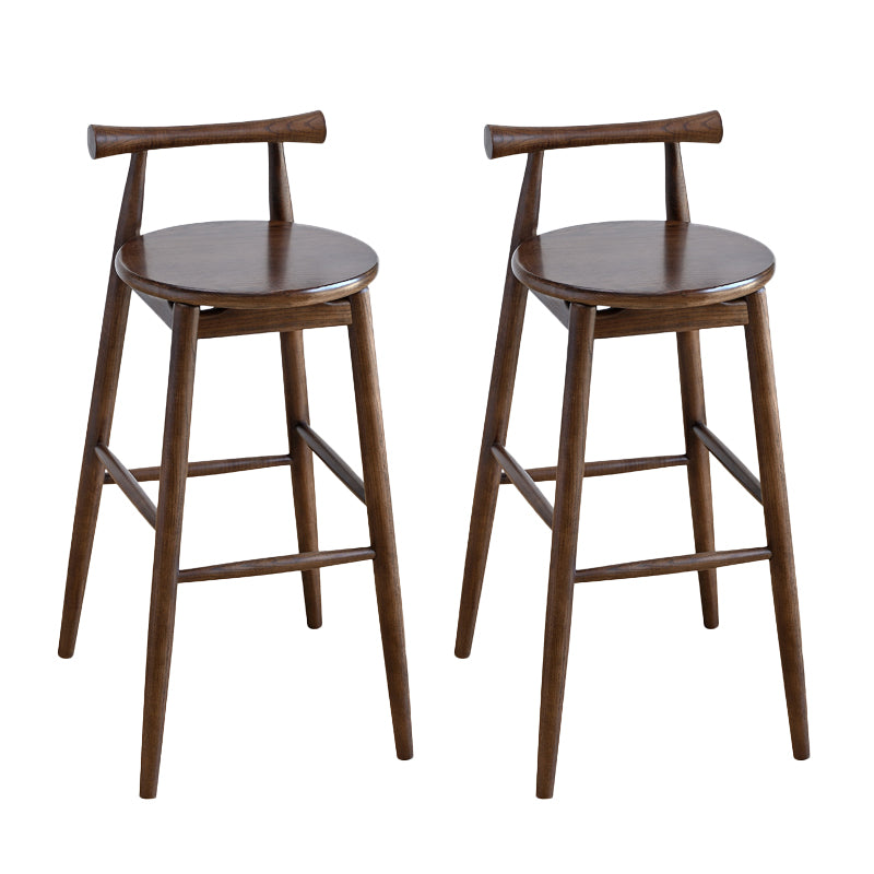 Contemporary Ash Wood Backrest Counter High Stool with 4 Legs