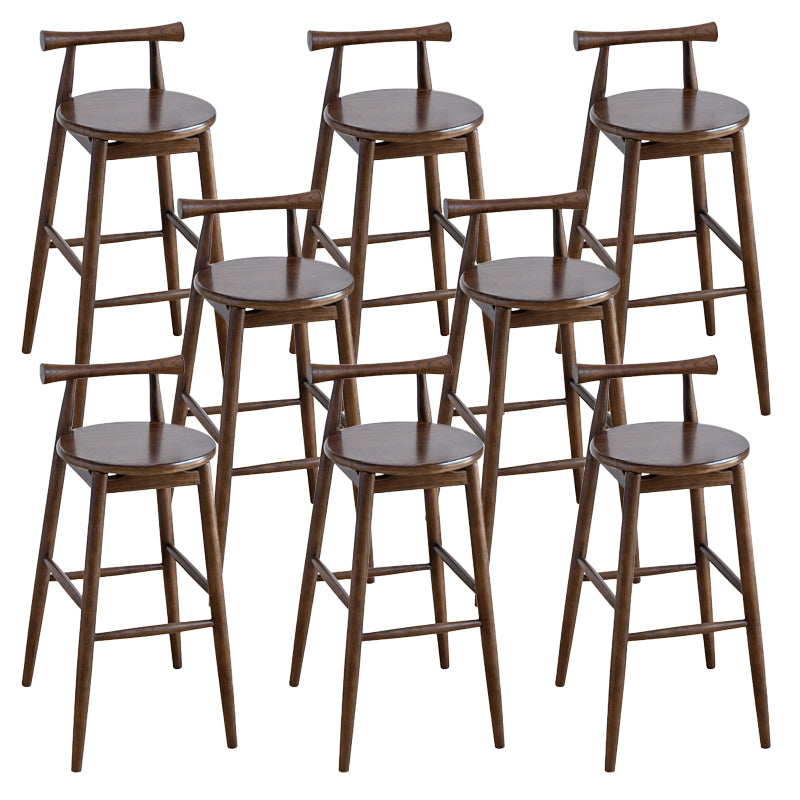 Contemporary Ash Wood Backrest Counter High Stool with 4 Legs