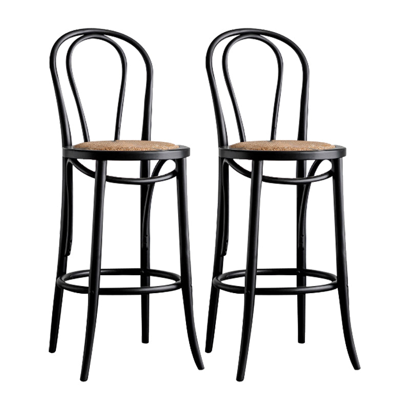 Modern Style Solid Wood Backrest Counter High Stool with 4 Legs