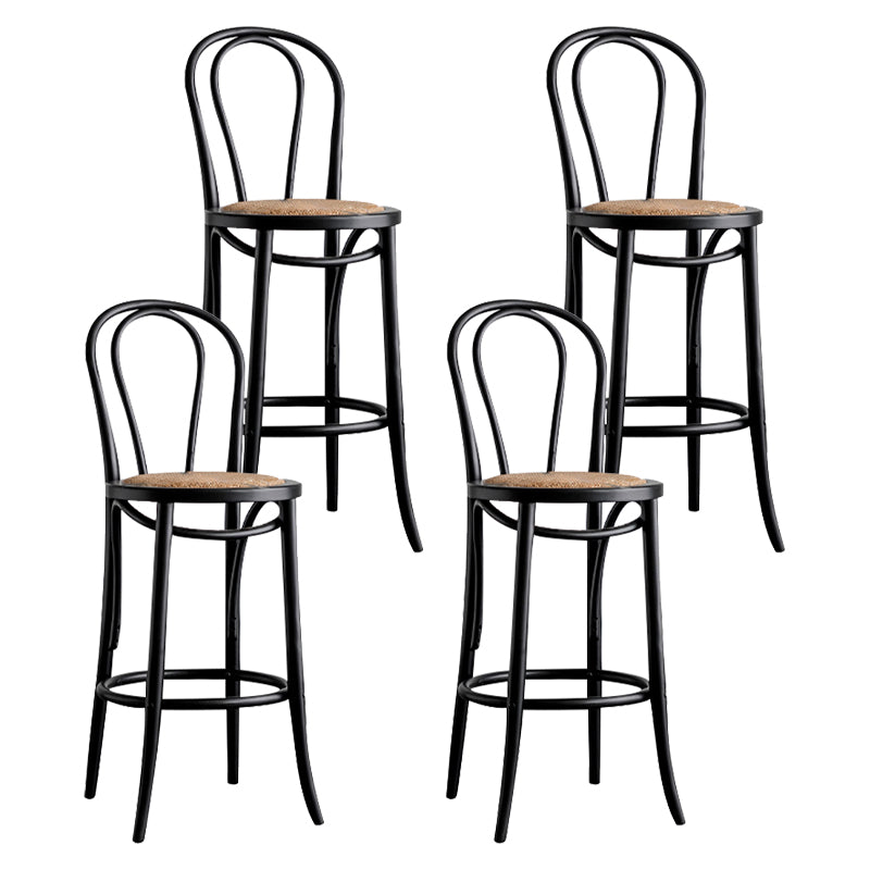 Modern Style Solid Wood Backrest Counter High Stool with 4 Legs