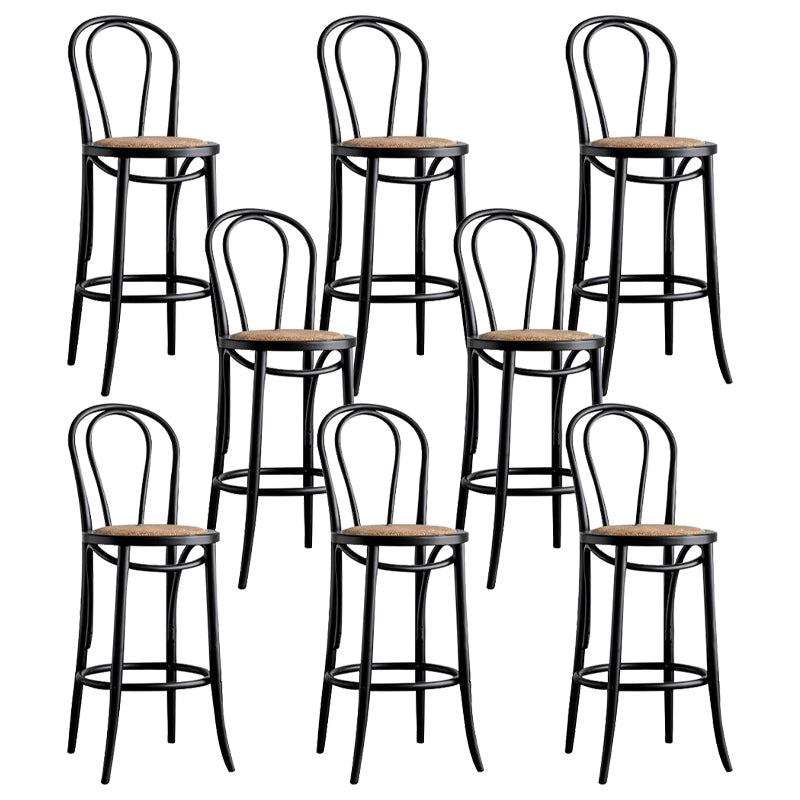 Modern Style Solid Wood Backrest Counter High Stool with 4 Legs