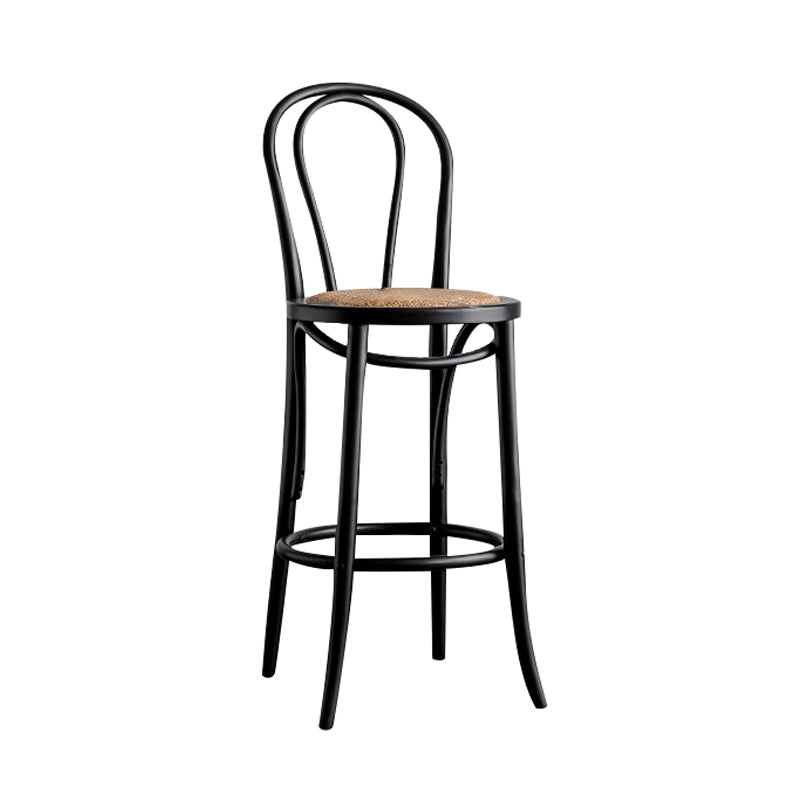 Modern Style Solid Wood Backrest Counter High Stool with 4 Legs