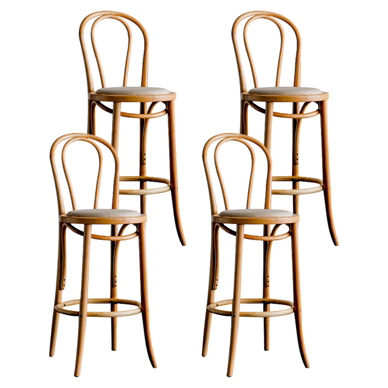 Modern Style Solid Wood Backrest Counter High Stool with 4 Legs