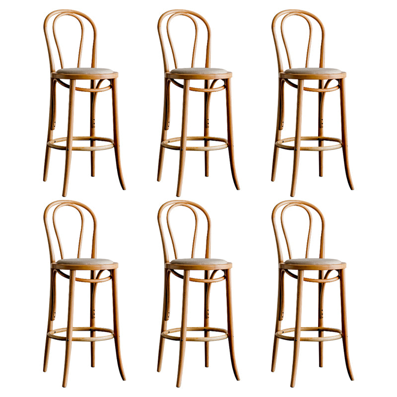 Modern Style Solid Wood Backrest Counter High Stool with 4 Legs