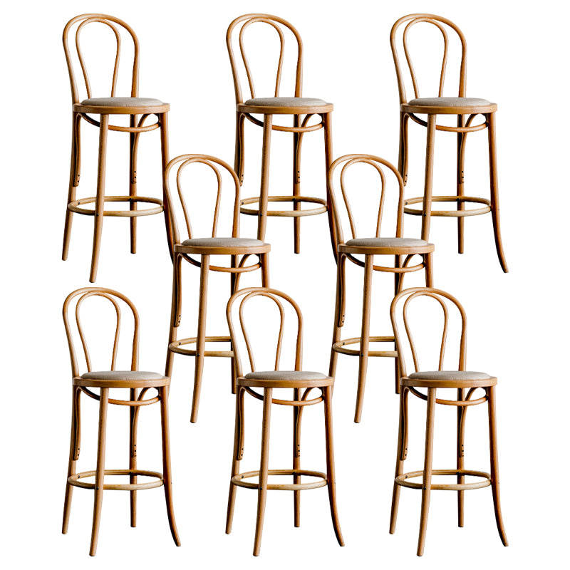 Modern Style Solid Wood Backrest Counter High Stool with 4 Legs