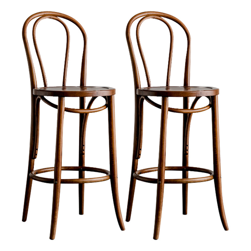 Modern Style Solid Wood Backrest Counter High Stool with 4 Legs