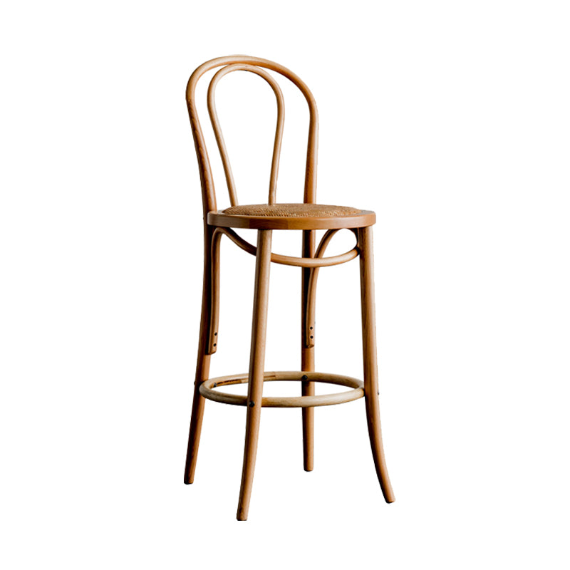 Modern Style Solid Wood Backrest Counter High Stool with 4 Legs