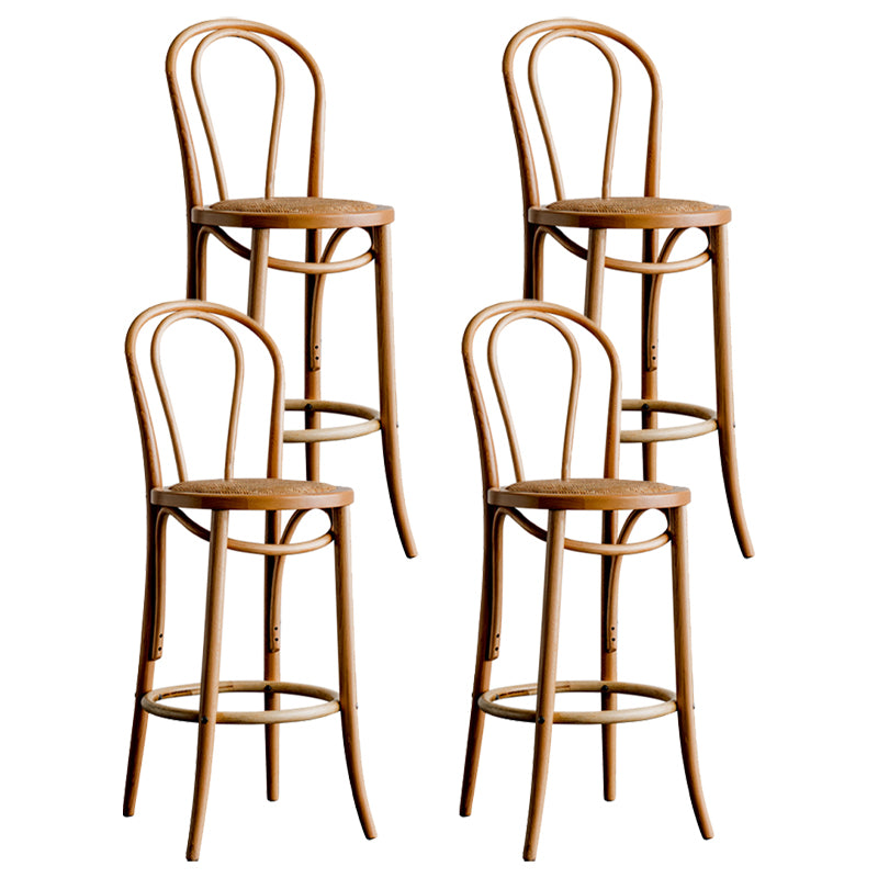 Modern Style Solid Wood Backrest Counter High Stool with 4 Legs