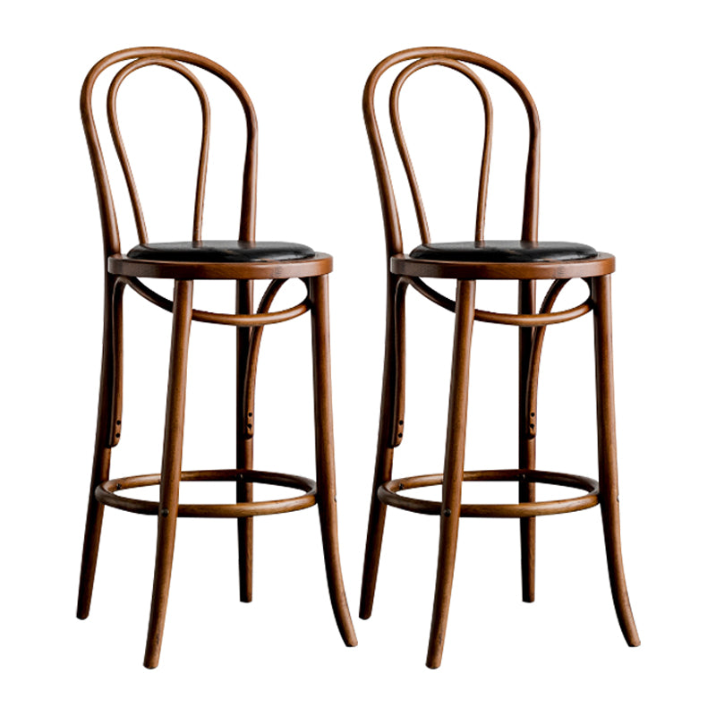 Modern Style Solid Wood Backrest Counter High Stool with 4 Legs