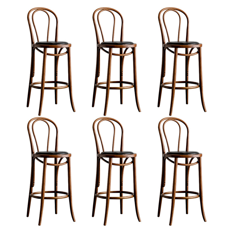 Modern Style Solid Wood Backrest Counter High Stool with 4 Legs
