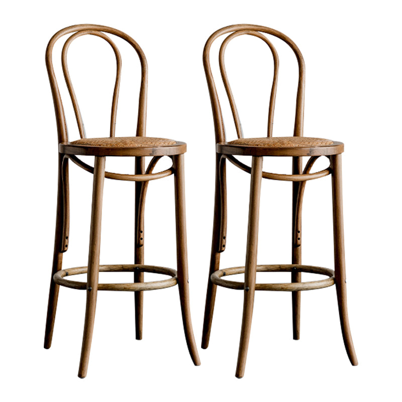 Modern Style Solid Wood Backrest Counter High Stool with 4 Legs