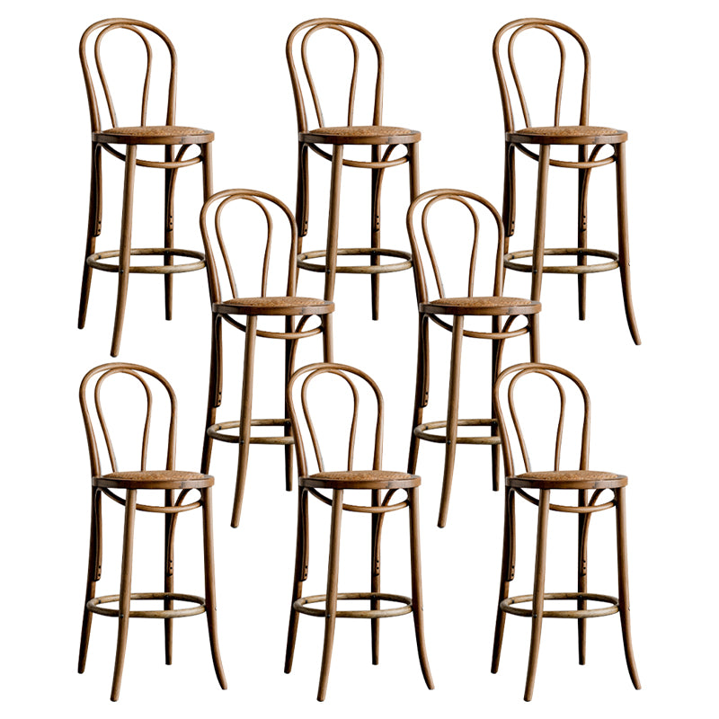 Modern Style Solid Wood Backrest Counter High Stool with 4 Legs