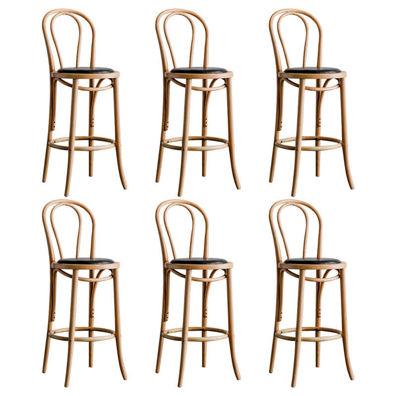 Modern Style Solid Wood Backrest Counter High Stool with 4 Legs